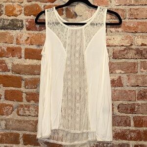 POL Cream Lace Detail Tank Top